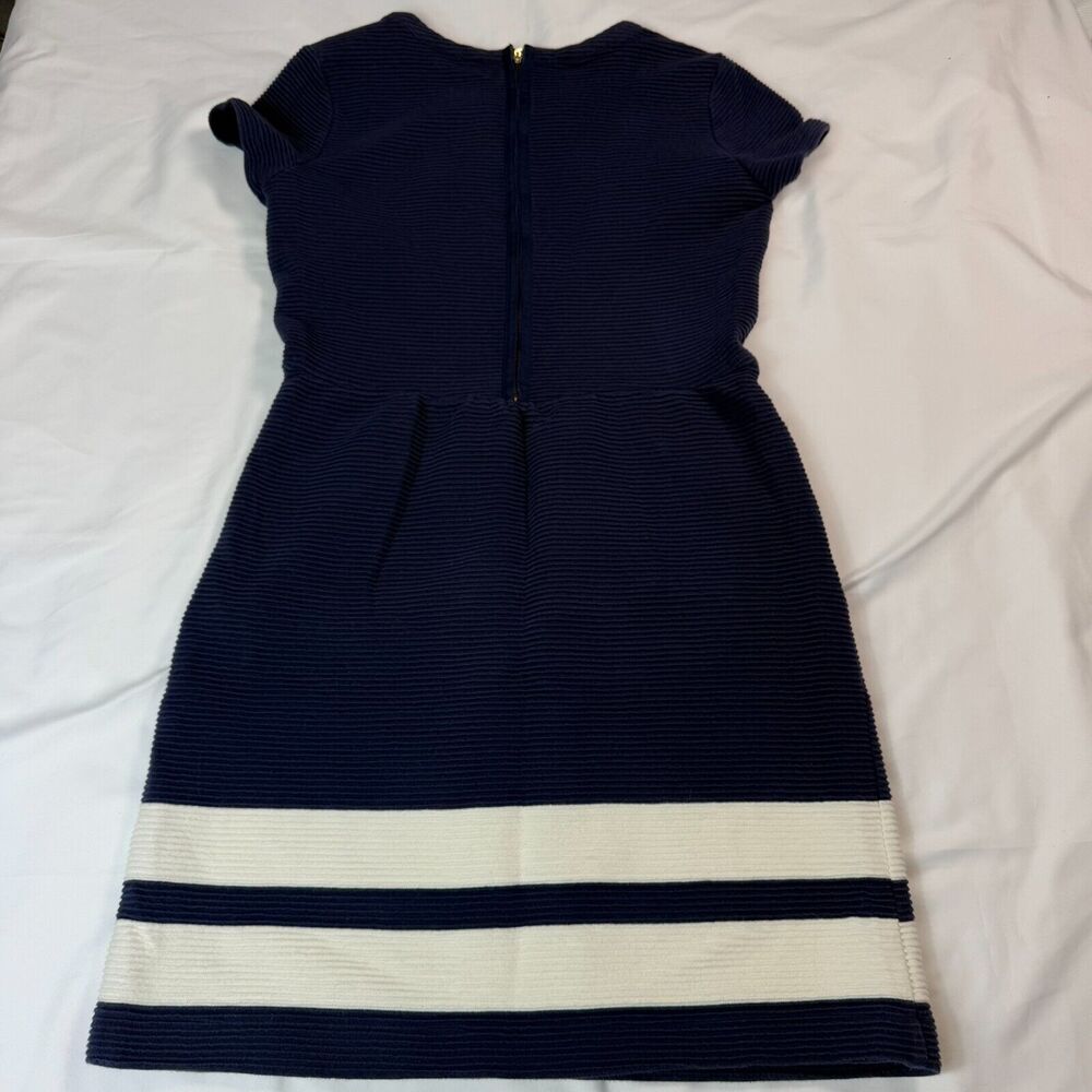 Vineyard Vines Ottoman Stripe Fit Flare Sz 2 Knit Dress Nautical Navy Cap Sleeve - Picture 7 of 7